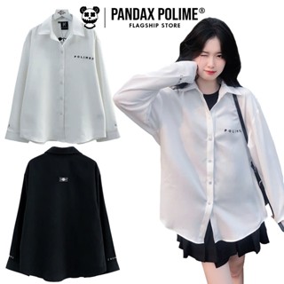 Áo sơ mi nam nữ tay dài local brand Pandax rich and ctrl form rộng , cuban shirt trắng unisex oversize cao cấp logo thêu