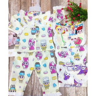 (3 bộ 3 màu 3 họa tiết khác nhau) Combo 3 Bộ Tay Dài  Xốp Gạo Bé (7-17kg)