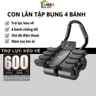 Con Lăn Tập Bụng 4 Bánh 8 Đệm Tay Dụng Cụ Plank Máy Tập Bụng Mẫu Mới Nâng Cấp Trợ Lực Tốt Tặng Thảm Quỳ
