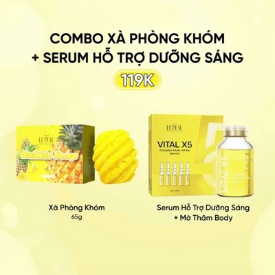 Combo Serum Vital X5 Multi White 20ml và soap xà phòng khóm LEPEAU - Hỗ Trợ Giảm Thâm, Kích Trắng Và Làm Đều Màu Da