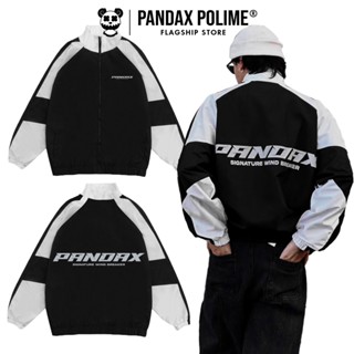 Áo dù local brand cổ cao khoác gió jacket nam nữ form rộng phản quang Pandax polime unisex bigsize phối màu trắng đen