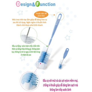 Cọ rửa bình sữa KU.KU Duckbill đầu mus tạo bọt kết hợp sợi nilon cao cấp làm sạch sâu 6x29cm ku5302