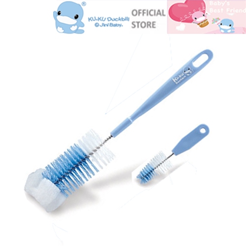 Cọ rửa bình sữa KU.KU Duckbill đầu mus tạo bọt kết hợp sợi nilon cao cấp làm sạch sâu 6x29cm ku5302