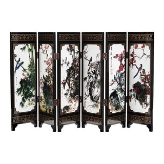 BÌNH PHONG GỖ SƠN MÀI MINI CAO 24cm HOA ĐIỂU - SẮC XUÂN