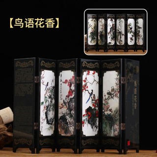 BÌNH PHONG GỖ SƠN MÀI MINI CAO 24cm HOA ĐIỂU - SẮC XUÂN