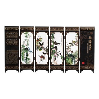 BÌNH PHONG GỖ SƠN MÀI MINI CAO 24cm HOA ĐIỂU - SẮC XUÂN