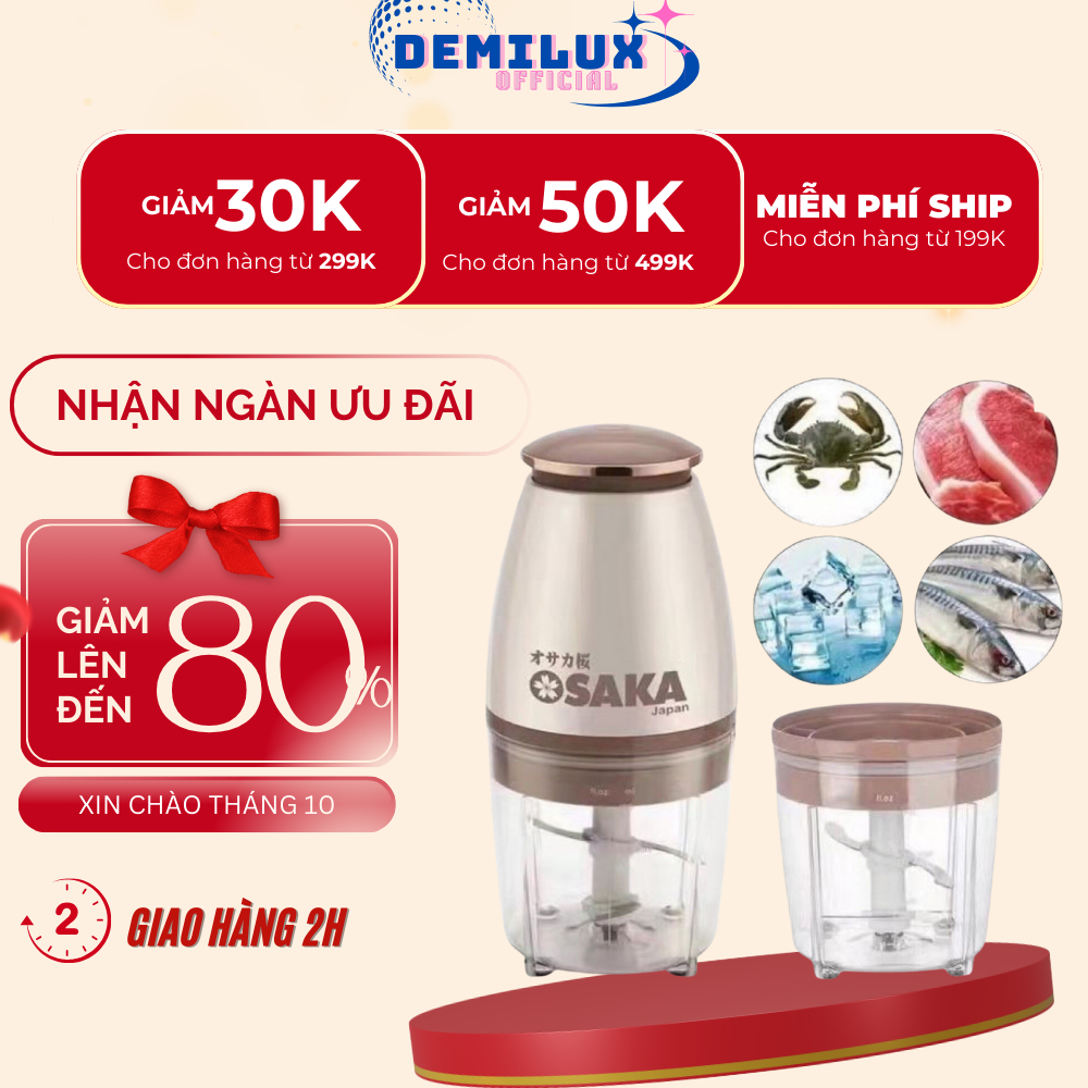 Máy xay sinh tố, máy xay thịt đa năng nhà bếp Osaka Nhật Bản 4 lưỡi,công suất 350W dung tích 750ml