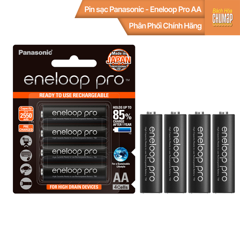 Pin sạc Panasonic - Eneloop Pro AA - Chính Hãng
