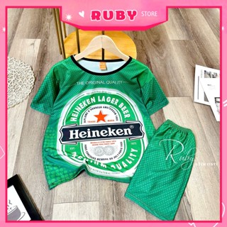 Đồ bộ bé trai bé gái size đến 90kg vải mềm mát in hình BIA heineken Hoạt hình dễ thương DBD