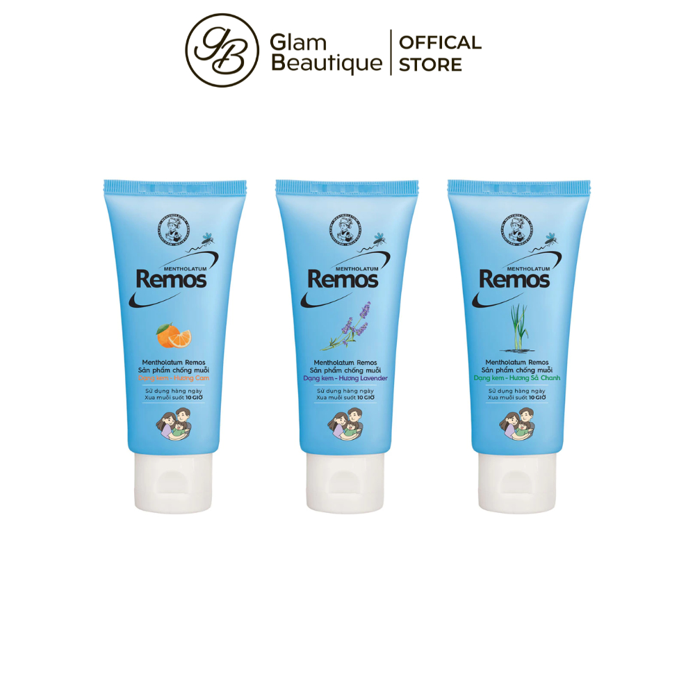 Remos Kem Chống Muỗi Hương Cam/Hương Lavender/ Hương Sả Chanh 70G Glam Beautique