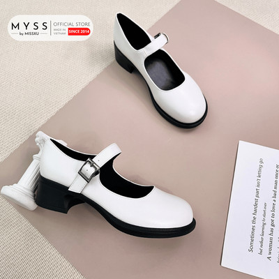 Giày nữ Myss Mary Jane mũi tròn gót trụ 4cm khóa cao cấp - CG317