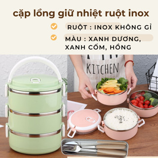  cặp lồng cơm giữ nhiệt 3 tầng lúa mạch ruột inox hộp đựng cơm giữ nhiệt cao cấp hộp đựng cơm inox tiện lợi 