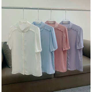 Sơ mi lụa cổ sen vai bèo Lala fashion mã 4332