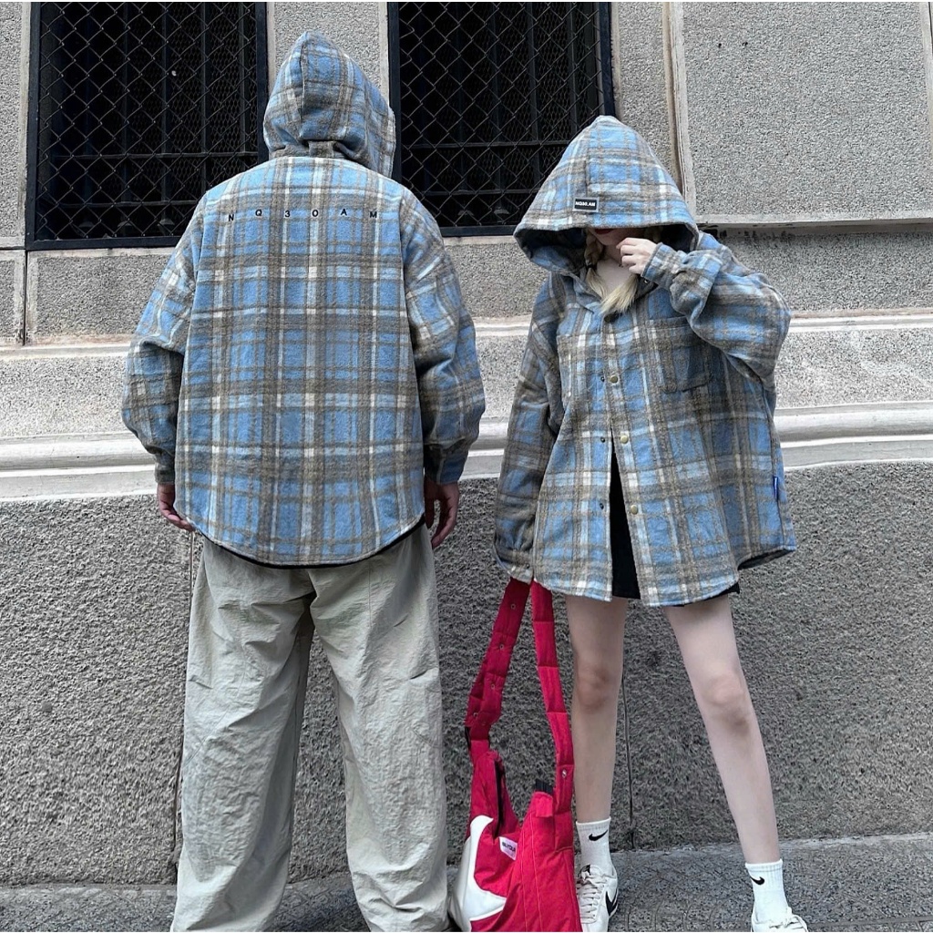 Áo Khoác Sơ Mi Flannel NQ30 Nỉ Dạ Có Nón Và Không Nón Tay Dài Form Rộng Nam Nữ Unisex | BigBuy360 - bigbuy360.vn