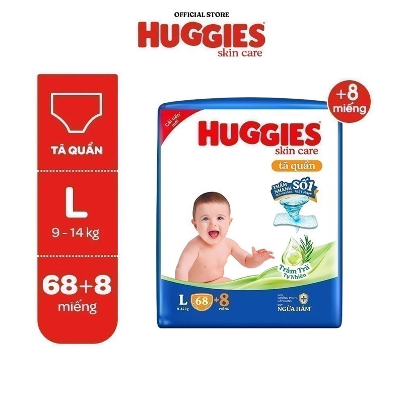 TÃ QUẦN HUGGIES L68+8 miếng