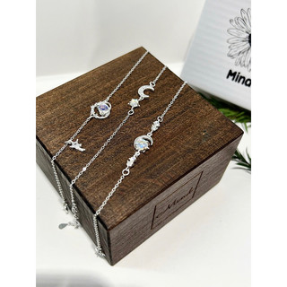 Lắc tay bạc mix đá moonstone s925 The Mind