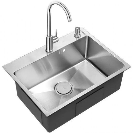 CHẬU ĐÚC Combo Bồn rửa chén Chậu Rửa Chén Bát INOX  N17 6045 Xả Rổ Vòi chén Bình rửa chén
