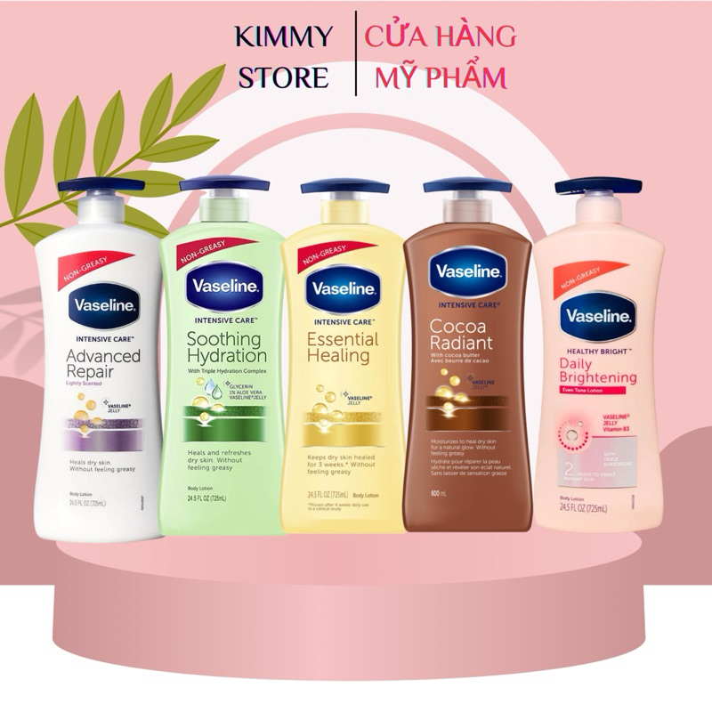  Sữa dưỡng thể Vaseline Mỹ Body Lotion intensive 725ml nhiều màu 