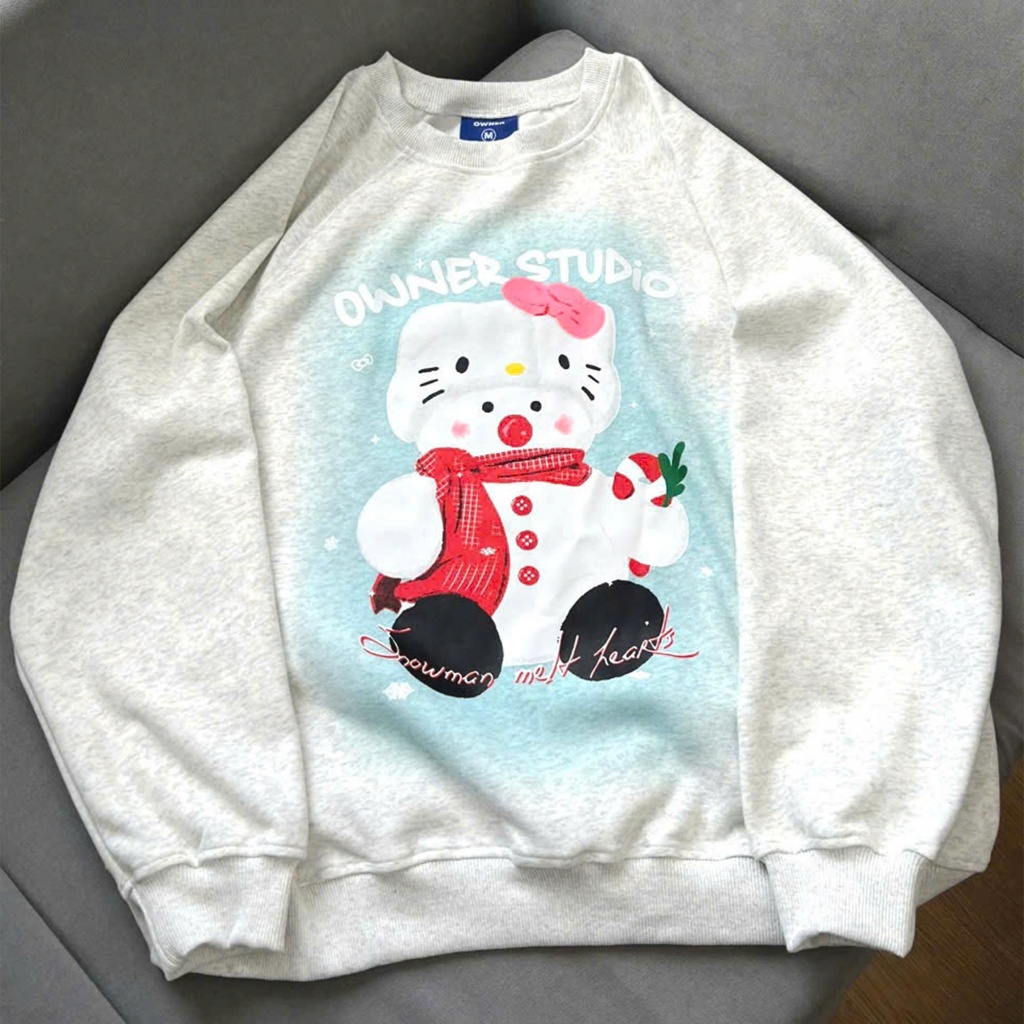 Áo sweater nỉ 2 da KITTIE SNOW OWNER - Sweater Form Rộng Owner