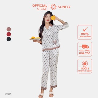Bộ pijamas nữ lụa latin ht áo tay lỡ quần dài ST9207