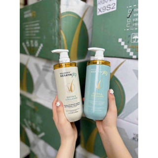 Cặp Dầu Gội Xả Voudioty Keratin X9 Biotin & Collagen 500ml, Dầu Cặp Chính Hãng An Toàn Mềm Mượt