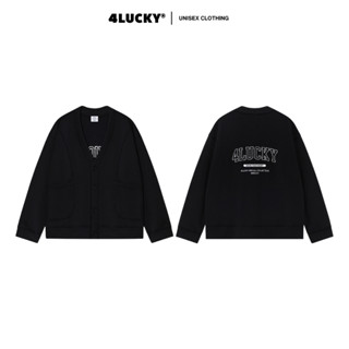 Áo Khoác Cardigan Thêu Lưng 4LUCKY 6135, Cardigan Form Unisex Chất Nỉ Bông Dày Dặn Chuẩn Form