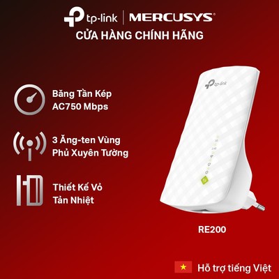 Bộ Mở Rộng Sóng Wifi TP-Link RE200 Chuẩn AC 750Mbps - Hàng Chính Hãng