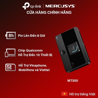 [Cắm Sim Là Dùng] TP-Link M7350 | Phát Wi-Fi Di Động 4G LTE, Tốc Độ 150Mbps, Hỗ Trợ Nhiều Thiết Bị