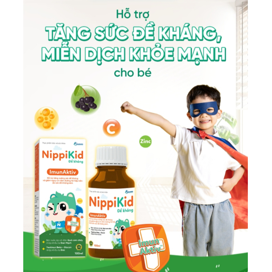 [Mua 1 tặng 1] Siro Tăng Đề Kháng, Ăn Ngon Cho Bé NippiKid - Hỗ trợ Tăng Đề Kháng Tự Nhiên, Bảo Về Đường Hô Hấp