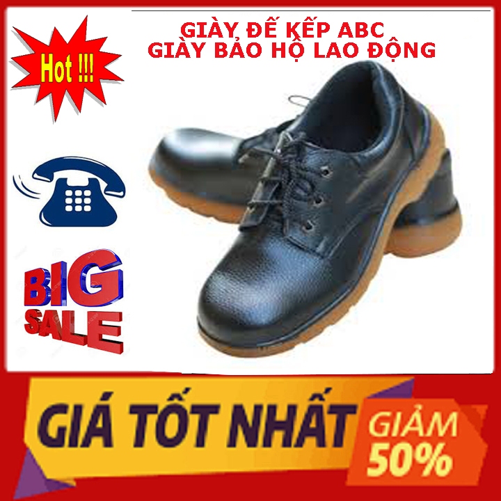 GIÀY BẢO HỘ LAO ĐỘNG ABC ĐẾ KẾP,  MŨI THÉP, ĐẾ LÓT SẮT CHỐNG ĐINH CHỐNG DẦU MỠ, TRƠN TRƯỢT