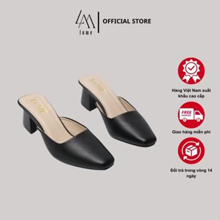 Sục nữ trơn mũi VUÔNG - Lume 21 da PU cao cấp, đế cao su non chống trơn trượt, đế cao 3cm - 5cm_STVĐ