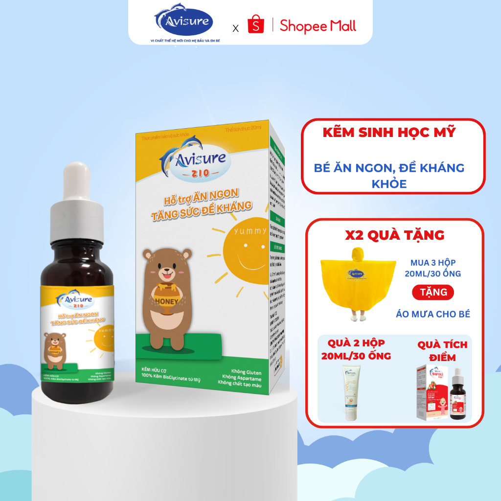 Kẽm cho bé Avisure ZiO công nghệ Mỹ giúp bé ăn ngon, tăng cường sức đề kháng vị cốm dễ uống