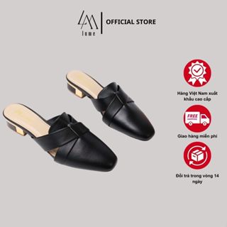 Giày Sục Nữ Bệt Quai Chéo Mũi Tròn LUME [22] Màu Đen Da PU Cao Cấp, Đế 2cm Êm Chân Chống Trơn (QCVĐ)