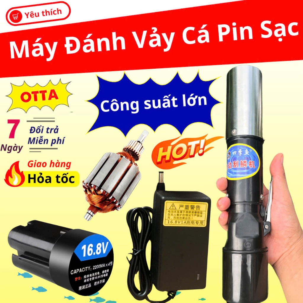 Máy đánh vảy cá pin 16,8V mới nhất 2026, hàng loại 1 Trung Quốc