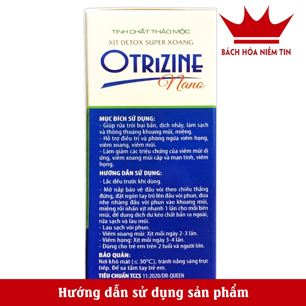 XỊT DETOX XOANG NANO - rửa trôi bụi bẩn, thông mũi thoáng họng,  giảm các biểu hiện của xoang -20ml