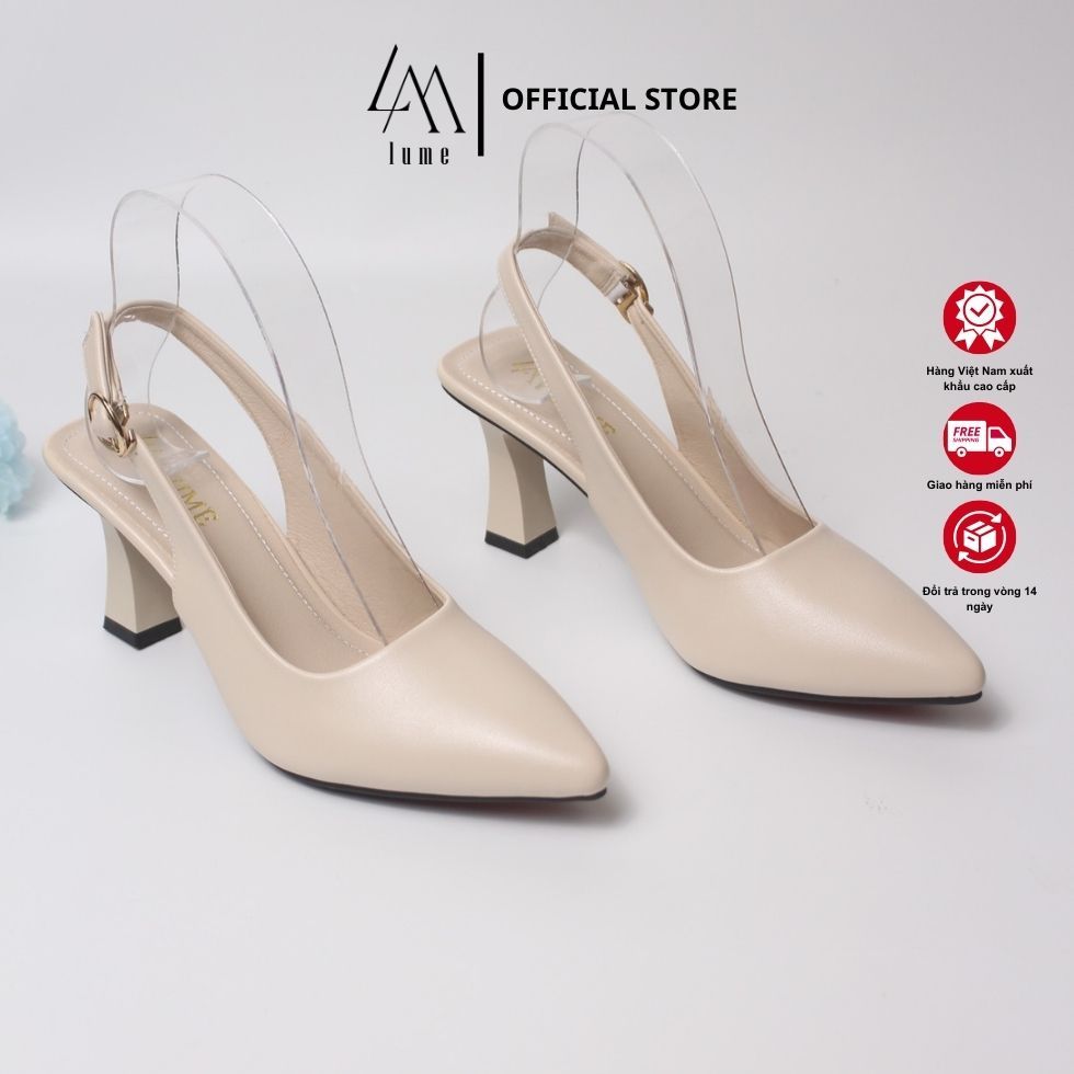 Sục quai HẬU cao gót nữ,mũi NHỌN, màu KEM Lume 12 da PU cao cấp, đế cao su non chống trơn trượt, đế cao 5cm- 7cm_SHNK