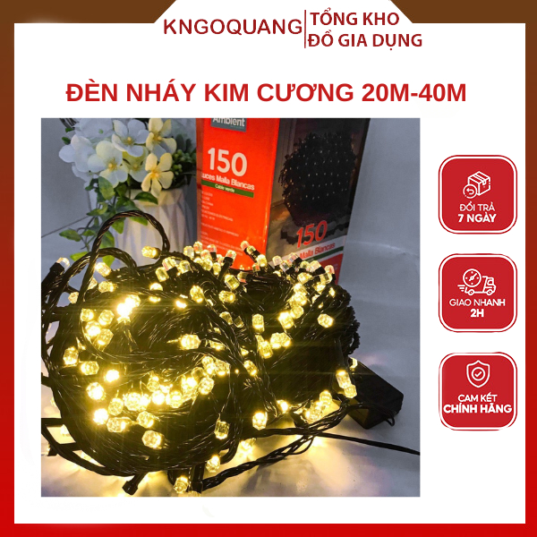 Bộ Đèn Nháy 40M Kim Cương, Dây Led 40M Nháy Trang Trí Tiểu Cảnh