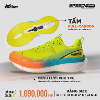 [Tặng tất dệt kim] Giày chạy bộ Zocker speed light Full carbon & Half carbon