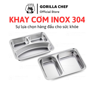 Khay cơm cho bé 2/3 ngăn inox 304 Gorilla Chef khay chia ngăn ăn cơm an toàn cho sức khỏe