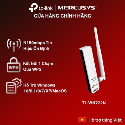 [Hỏa Tốc] Bộ Chuyển Đổi USB Wifi TP-Link TL-WN722N V4 Chuẩn N 150Mbps