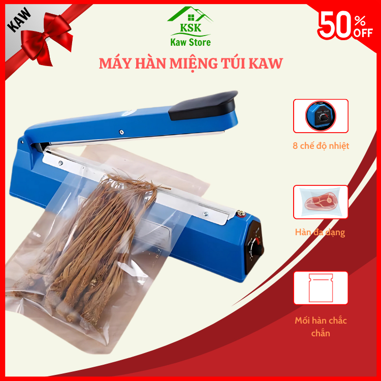 Máy hàn miệng túi dập tay KAW size 40,30,20, bảo quản thực phẩm, mối hàn rộng 3mm, 8 chế độ nhiệt