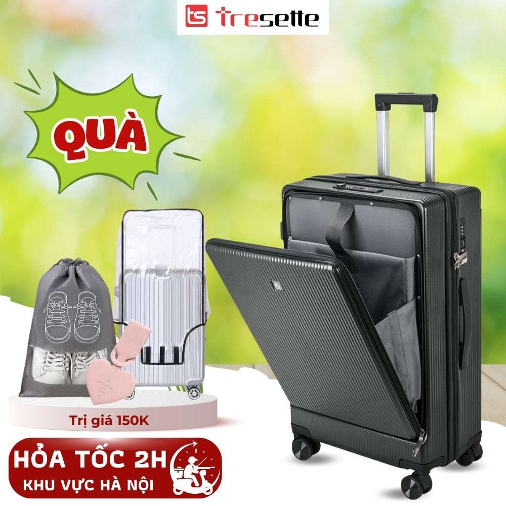 Vali khóa kéo cao cấp Tresette 2029 có ngăn đựng laptop chống va đập size 20