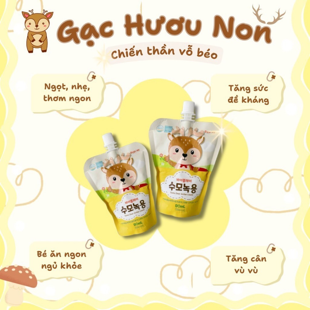 Gạc Hươu Non Tăng Cân SUMO Hàn Quốc Ăn Ngon, Tăng Cân, Tăng Sức Đề Kháng, Miễn Dịch Cho Bé 1 hộp 10 Gói x80ml