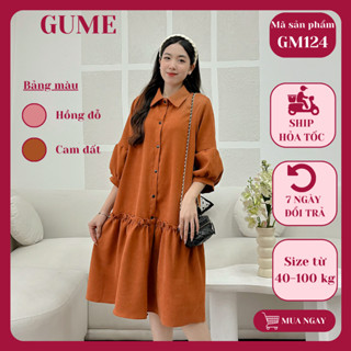  Váy bầu thu đông đầm bầu công sở bigsize 40-100kg GuMe vải nhung 2 màu cổ đức đuôi cá GM124 