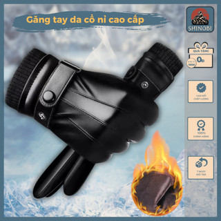  Găng tay da nam nữ giữ ấm khi đi đường chất liệu da cao cấp kháng nước thiết kế vân tay cảm ứng lái xe tiện lợiSHINOBI 