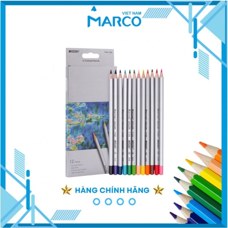 Hộp Bút Chì 12/24/36 Màu Vẽ Tranh Cao Cấp Marco Raffine– Hộp Giấy 7100.CB