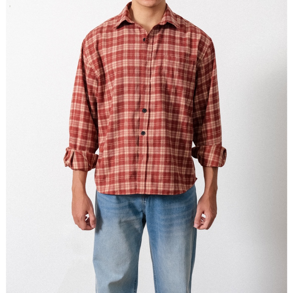 Áo Sơ Mi Dài Tay B Brown Flannel Form Rộng Kẻ Caro - Flannel B Brown Oversize Shirts