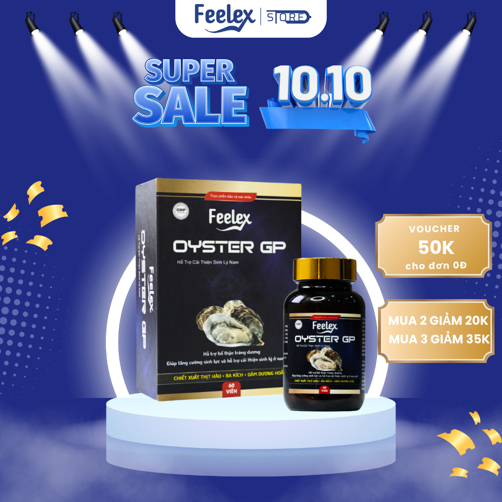 Tinh chất hàu biển cao cấp Feelex Oyster GP tăng cường sinh lý nam giới hộp 60 viên