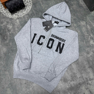  Áo hoodie nam nữ DSQ nỉ chân cua xám tiêu in chữ ICON loang sơn ngực cao cấp boy phố 