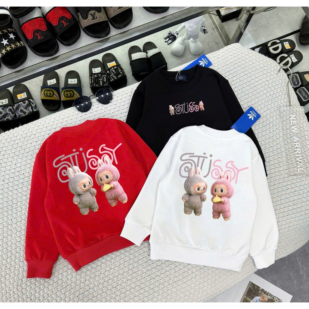 Ao nỉ cổ tròn stusy labubu,áo swt cho hot cho bé trai,gái unisex(8-37kg) SARA KIDS